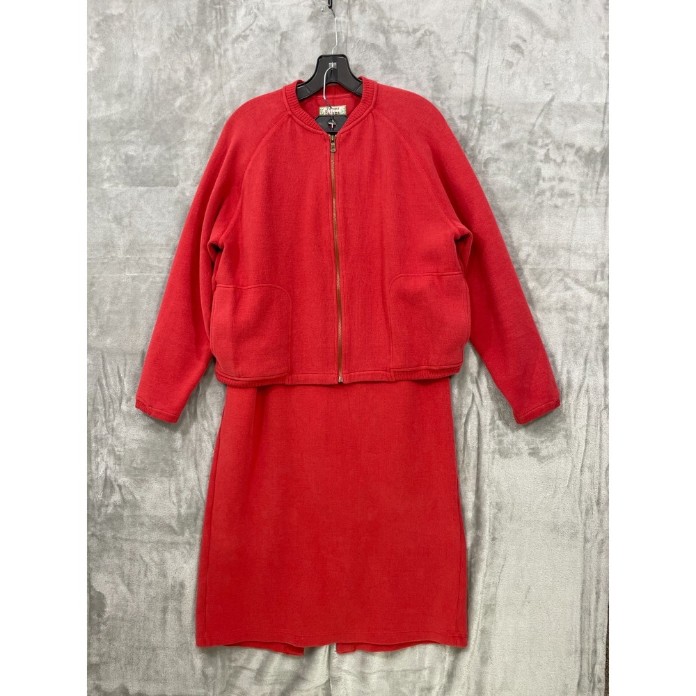 Tommy Bahama  2 Piece Set Women's Size S Full Zip Jacket + Maxi Skirt Red Cotton